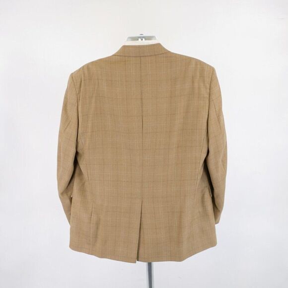 Hart Schaffner Marx Tan Basketweave Windowpane Sport Coat / Blazer 44L 2 Button‎ - Picture 6 of 13